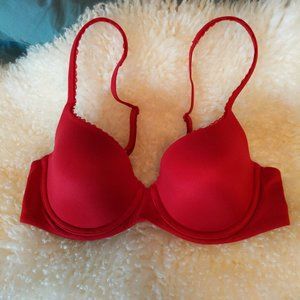 Lipstick Red 34C Victoria Secret Demi Bra Lightly Lined